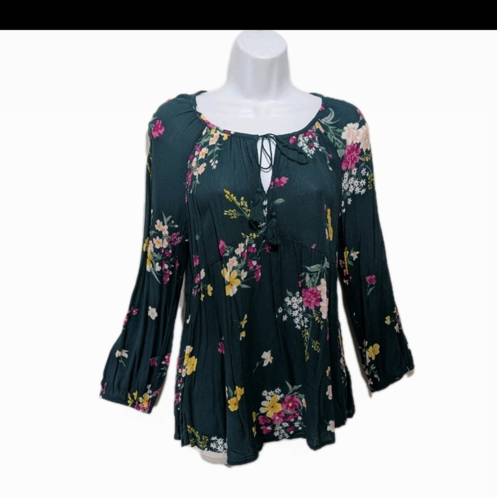 NWT Old Navy Gauze Peasant Tunic Top M Long Sleeve Bohemian Sexy #7800